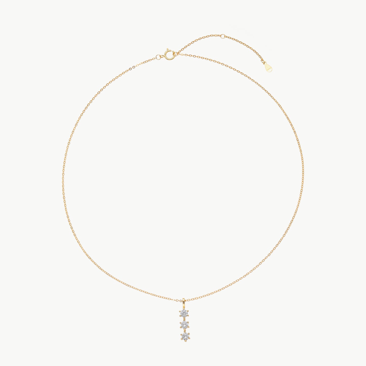 Minimalist 3-Stone Zircon Pendant Necklace