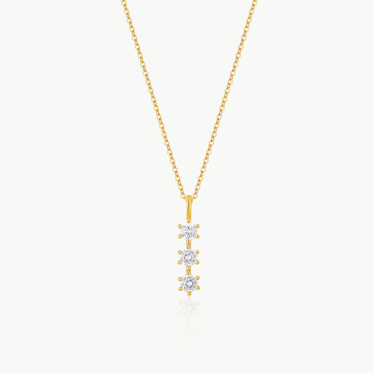 Minimalist 3-Stone Zircon Pendant Necklace