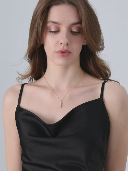 Minimalist 3-Stone Zircon Pendant Necklace